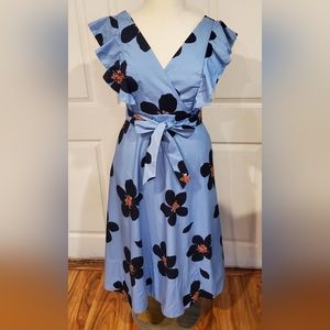 Kate spade Midi Dress, Size 14, Blue Floral